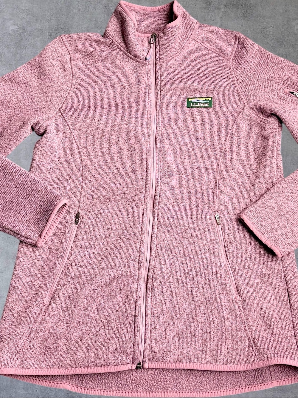 L.L.Bean Sweater Fleece Jacket Womens M Pink Full Zip Outdoor Hiking 504888